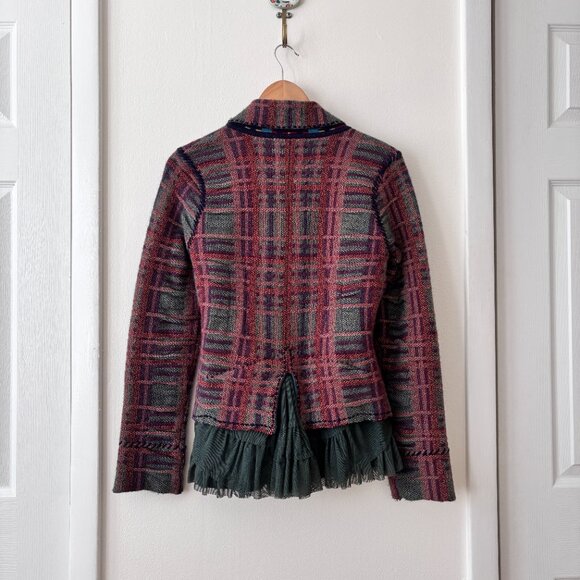 Anthropologie Sparrow Cascading Tulle Wool Angora Blend Cardigan - Picture 6 of 7